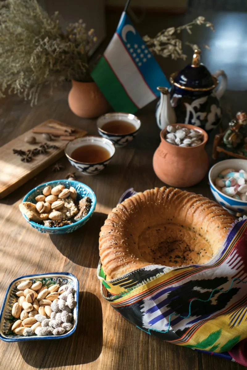 Traditional Uzbek bread — non