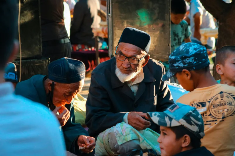 Travelers exploring Uzbekistan streets